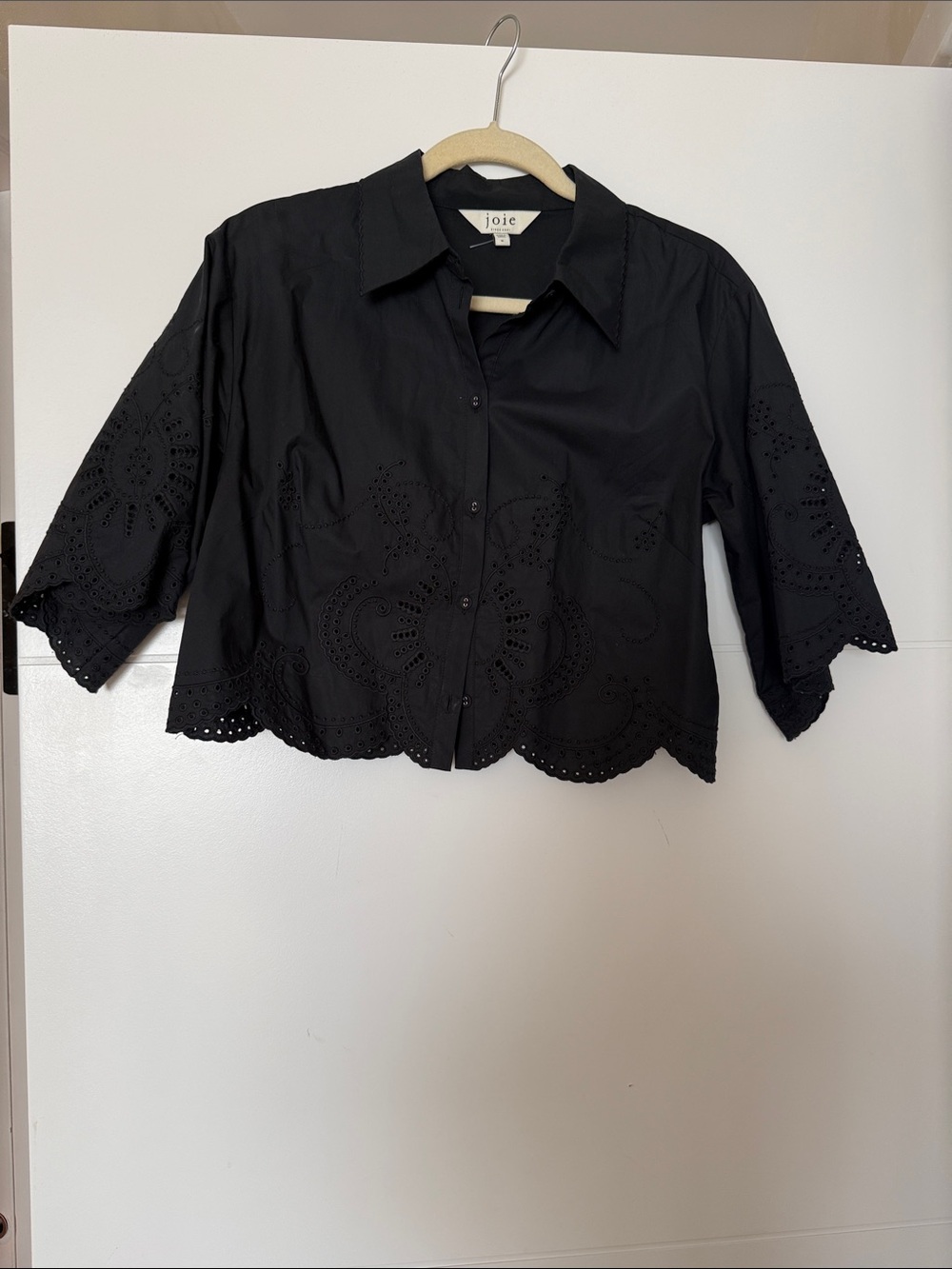 Joie Black Eyelet Button-Down Shirt